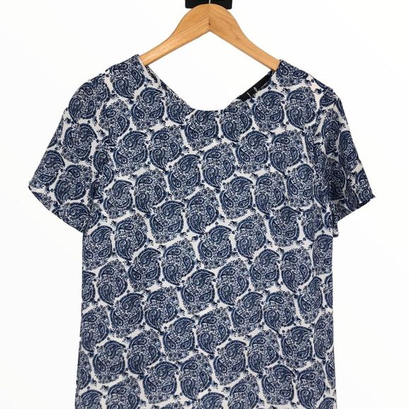 Lulus Taj Mahal Tour Blue Print Shift Mini Dress size XS Short Sleeve Cutout - Picture 4 of 13